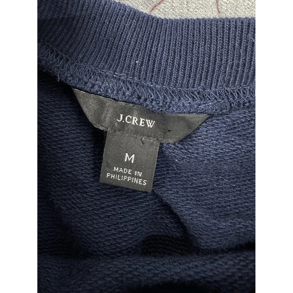 J Crew Cotton Terry Crew Sweatshirt Painter's Leopard Print Pink Navy / Medium - Picture 2 of 5